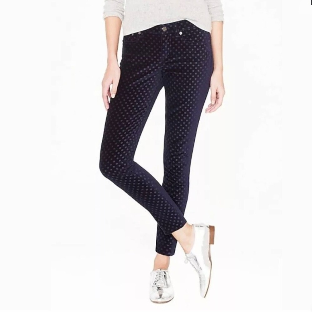 J. Crew Velvet polka dot Toothpick jeans